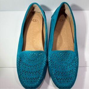 UGG Women Clair Blue Suede Moccasin Loafer Size 7.5 Retail $120